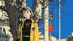 冬枯れの街を歩く若い女性 | 1006521-6431