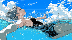 海で泳いでいる若い女性 | 1055583-10284