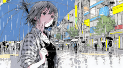 雨の日に傘をさして歩く若い女性｜1059460-16239