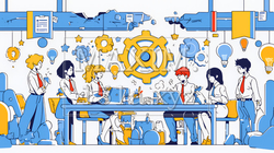 人材育成と社員研修のビジネスコンセプト｜学び成長するビジネスパーソンのイラスト素材 | 1073753-17411