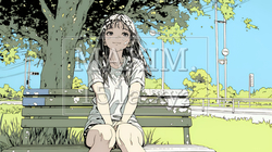 公園のベンチでひとり静かにくつろぐ若い女性｜1082936-773