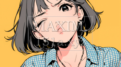 イライラした表情で口をとがらせて舌打ちをしている若い女性
