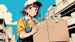 引っ越しの荷造り・荷解きをしている若い女性 | 108495-14944