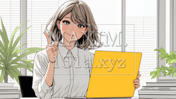人差し指を立てて決断を下したビジネスパーソン