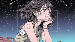 星空を眺めている若い女性｜1359556-10311