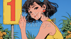数字の「1」を掲げている若い女性
