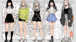決めポーズをしている若い女性たち