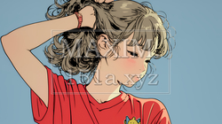 髪をかきあげている（なでている）若い女性｜1316704-12079