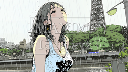 夏の急な雨でびしょ濡れの若い女性｜1153794-9216