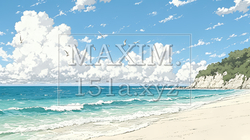 夏の海と空と白い浜辺 | 1133639-8322