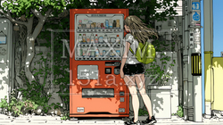 自動販売機で飲み物を購入する若い女性｜日常・ライフスタイル・屋外シーン | 1146233-17523