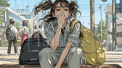 咳き込んでいる体調の悪そうな若い女性 | 1147762-7200