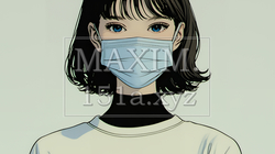 使い捨て不織布マスクをつけた若い女性 | 1151295-6207