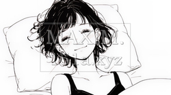 幸せそうな寝顔で眠っている若い女性（シンプルな色使い） | 1156570-11187