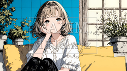 ため息をついている若い女性