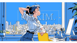 仕事の合間にストレッチ（伸び）をする女性 | 1167616-16719