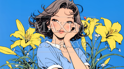 ユリの花と若い女性 | 1179088-9807