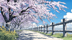誰もいない満開の桜並木｜1208845-5875