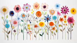 色とりどりの切花がある背景イメージ | 1200719-19363