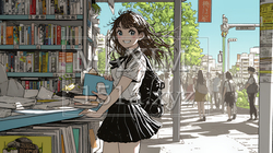 書店で本を選ぶ女子高生 | 120212-16067