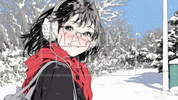 雪の積もる田舎道を歩いている若い女性 | 1204483-13106