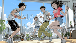 ダンスの練習をしている若者たち｜86230-10681