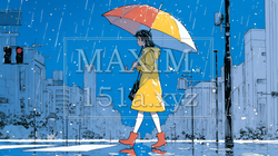 雨の日に傘をさして歩く若い女性｜1291841-9293