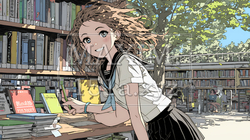 書店で本を選ぶ女子高生 | 1222870-16056