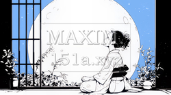 月見をしている和服姿の若い女性（シンプルな色使い） | 1233280-10771