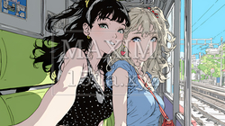 スマホで自撮りしている若い女友達