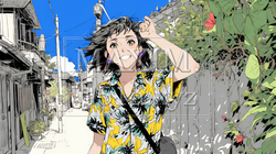 沖縄を一人旅している若い女性