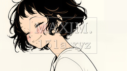 「うふふ」と微笑んでいる若い女性（シンプルな色使い） | 1268048-12911