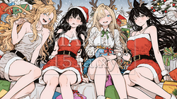 クリスマスファッションの若い女性