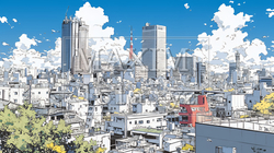 都市の町並みと青空 | 1290554-11570