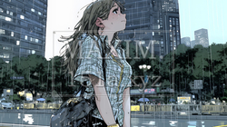 夏の急な雨でびしょ濡れの若い女性｜1319276-10190