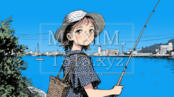 釣りをしている若い女性