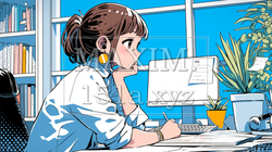 リモートワーク中の若い女性