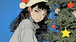 クリスマスツリーと少女 | 1356603-6584