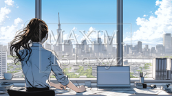 職場のデスクでパソコンに向かって仕事をしているビジネスウーマン | 1371153-15673