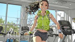 休日にジムで軽く運動する若い女性 | 1388434-16270