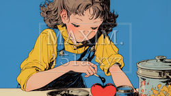 バレンタインプレゼント用のチョコレートを一生懸命作っている若い女性 | 140176-14851