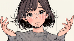 肩をすくめて困惑・諦めの仕草をしている若い女性 | 1408381-14652