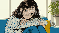 腹痛（生理痛）に苦しむ若い女性 | 1422984-15195