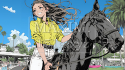 乗馬をしている若い女性