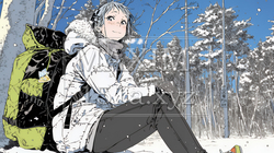 雪の積もる田舎道を歩いている若い女性 | 1456795-13108