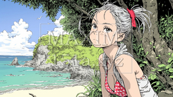 南国の海岸にビキニ姿でいる若い女性 | 1519638-5309