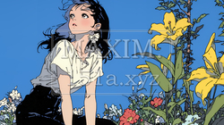 ユリの花と若い女性 | 1520858-9804