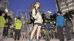 夜の繁華街をぶらついている女子高生