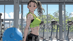 休日にジムで軽く運動する若い女性 | 1540395-16278