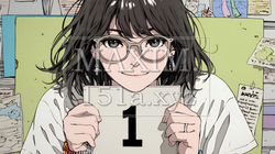 数字の「1」を掲げている若い女性 | 1579750-15468